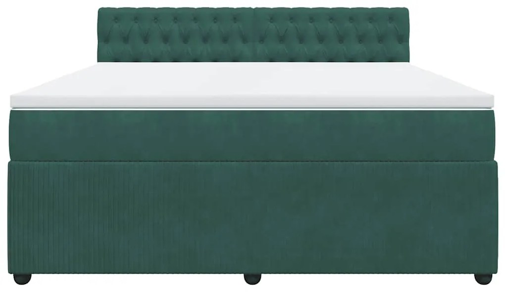 Cama com molas/colchão 180x200 cm veludo verde-escuro