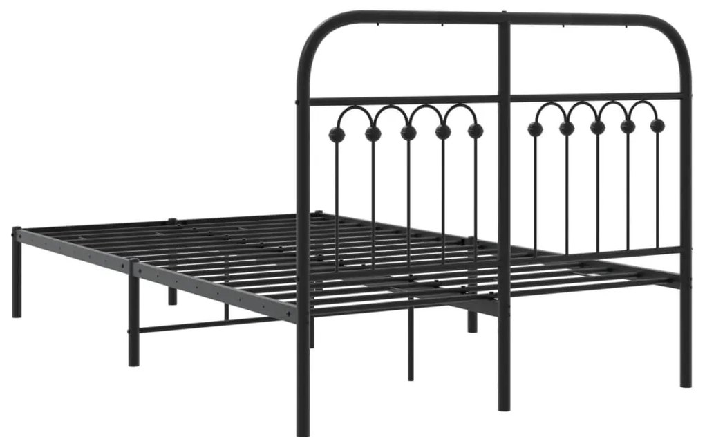Estrutura de cama com cabeceira 120x190 cm metal preto