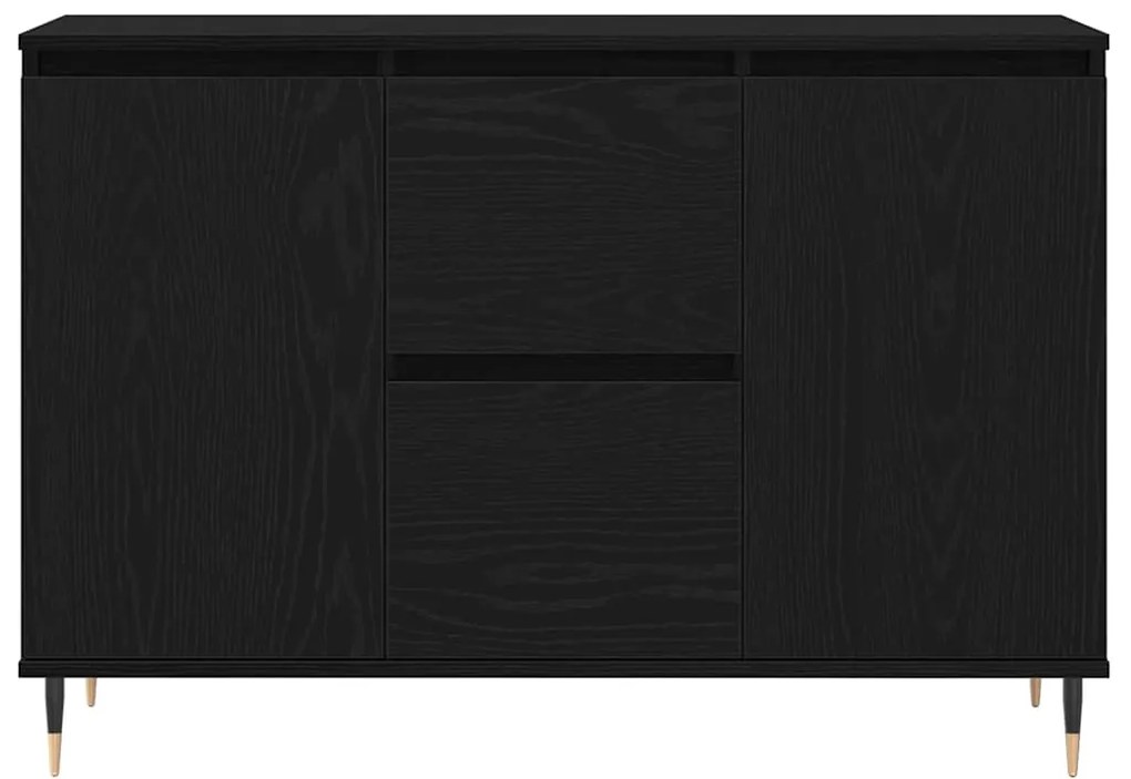 Sideboard vidaXL com portas e gavetas Preto Carvalho 101,5x35x70 cm