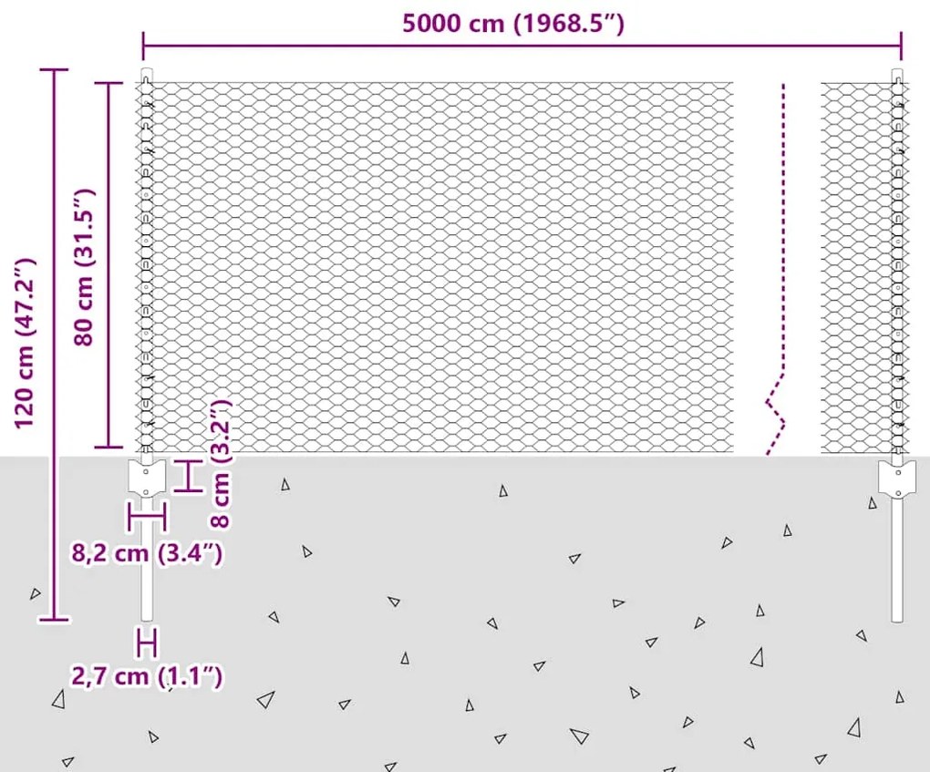 Postes de Cerca vidaXL 11 pcs U-Channel Verde 80 cm Aço