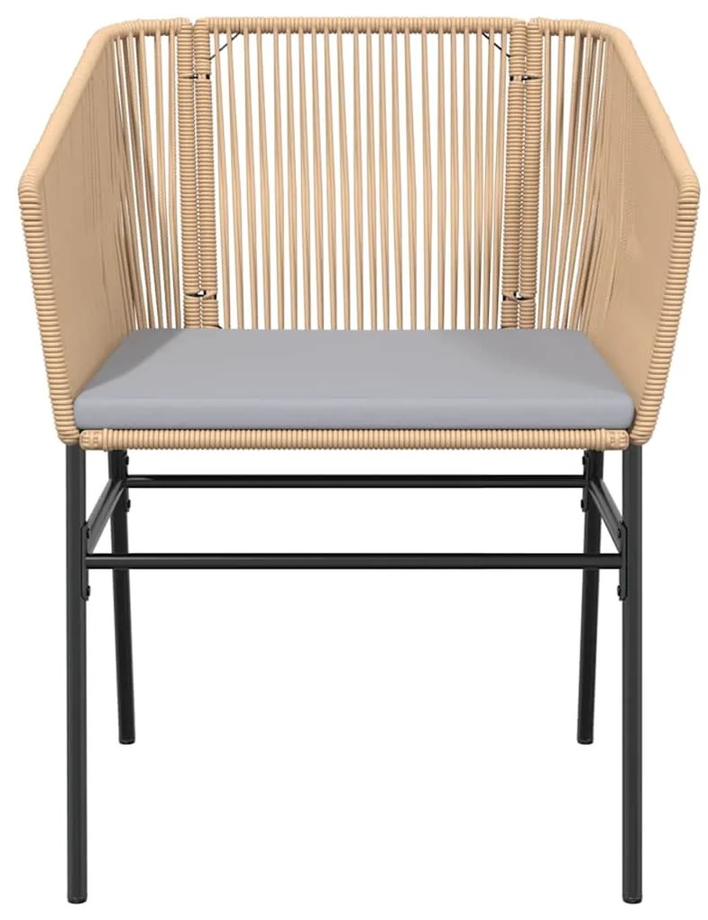 Conjunto jantar jardim 7 peças almofadas vidro vime PE castanho