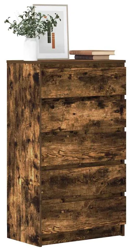 Armário de gavetas 60x36x103 cm deriv. madeira carvalho fumado