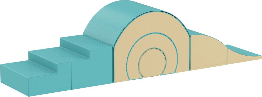 AIYAPLAY Conjunto de 5 blocos macios para bebês e crianças pequenas, espuma, couro sintético, 5 formas criativas, conjunto indoor para escalar, engatinhar e brincar, verde | Aosom Portugal