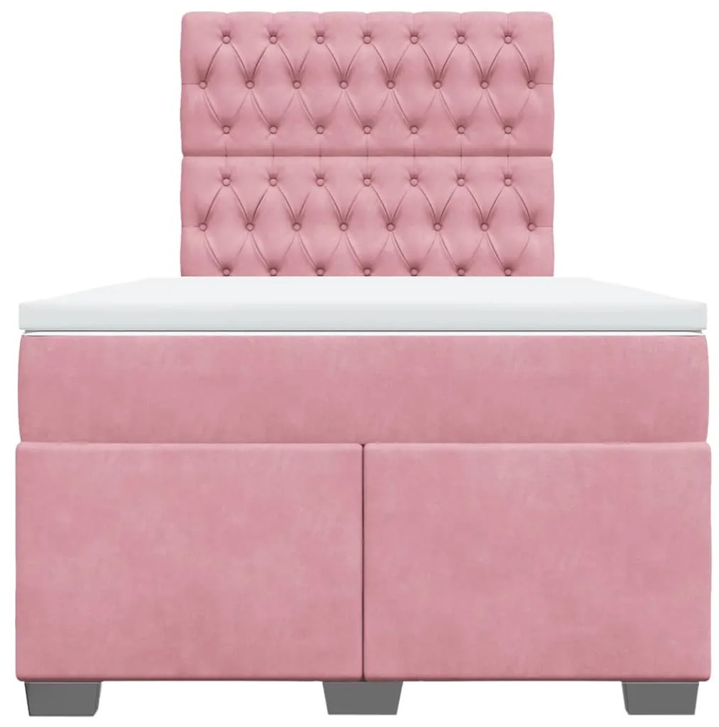 Cama boxspring com colchão 120x190 cm veludo rosa