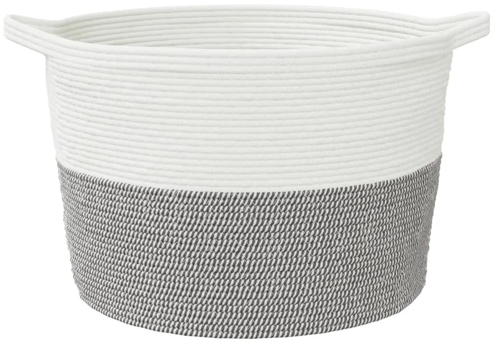 Cesto de arrumação Ø60x36 cm algodão cinzento e branco