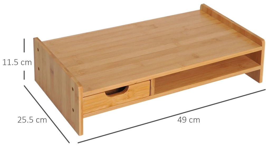 Suporte para Monitor de Bambu Organizador de Escritório para Monitor P