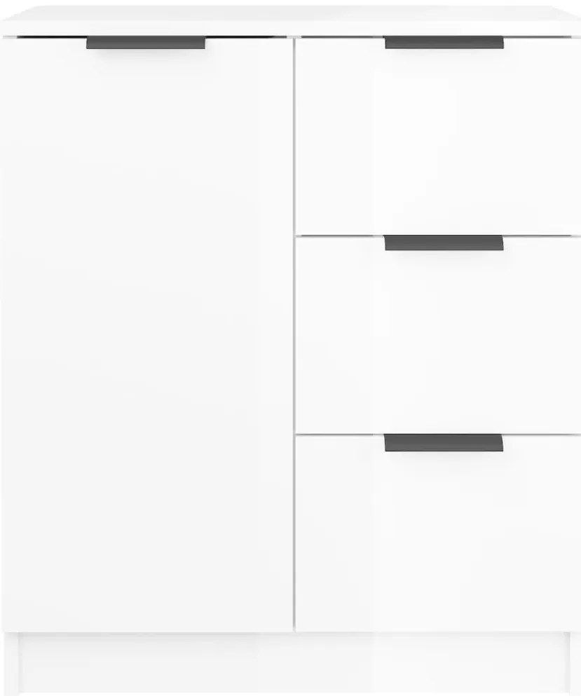 Aparadores 2 pcs 60x30x70cm madeira processada branco brilhante