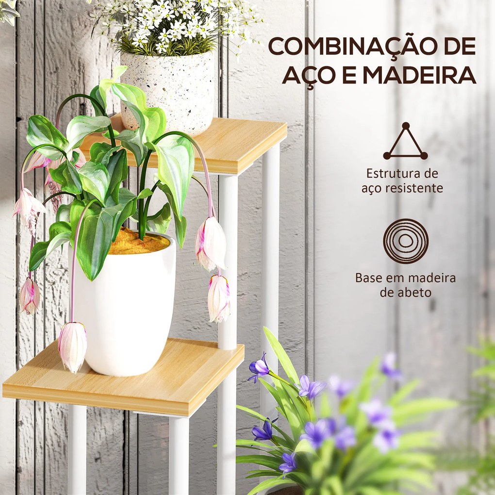 Suporte para Plantas de 4 Níveis Suporte para Vasos de Flores de Madei