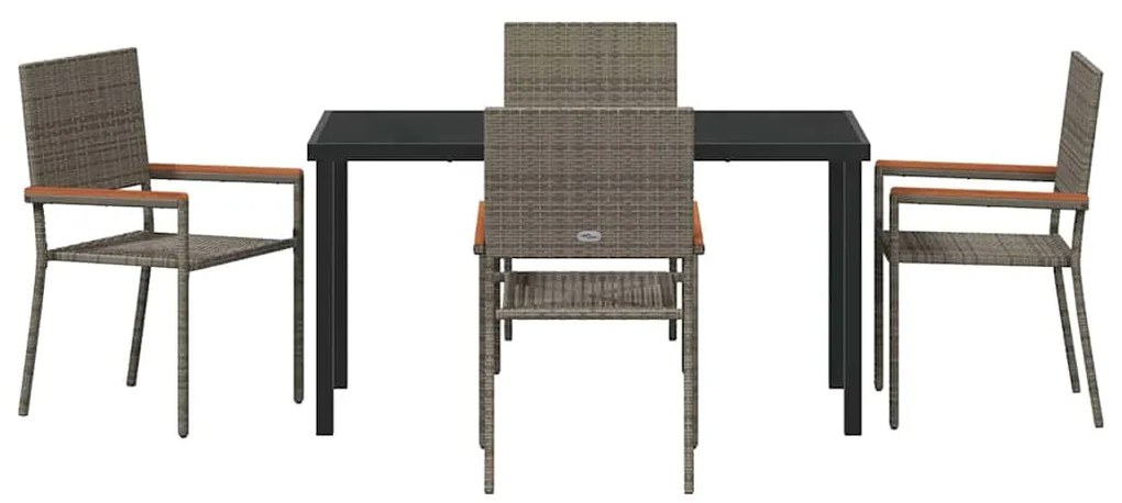 Conjunto de Jantar de Jardim de 5 Peças Cinza em Rattan