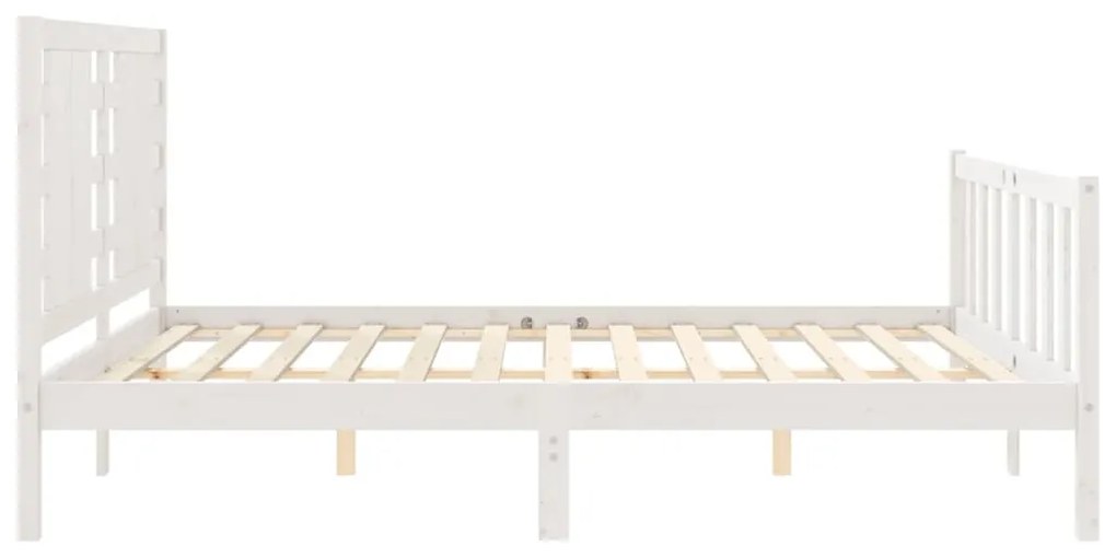 Estrutura de cama King Size com cabeceira madeira maciça branco
