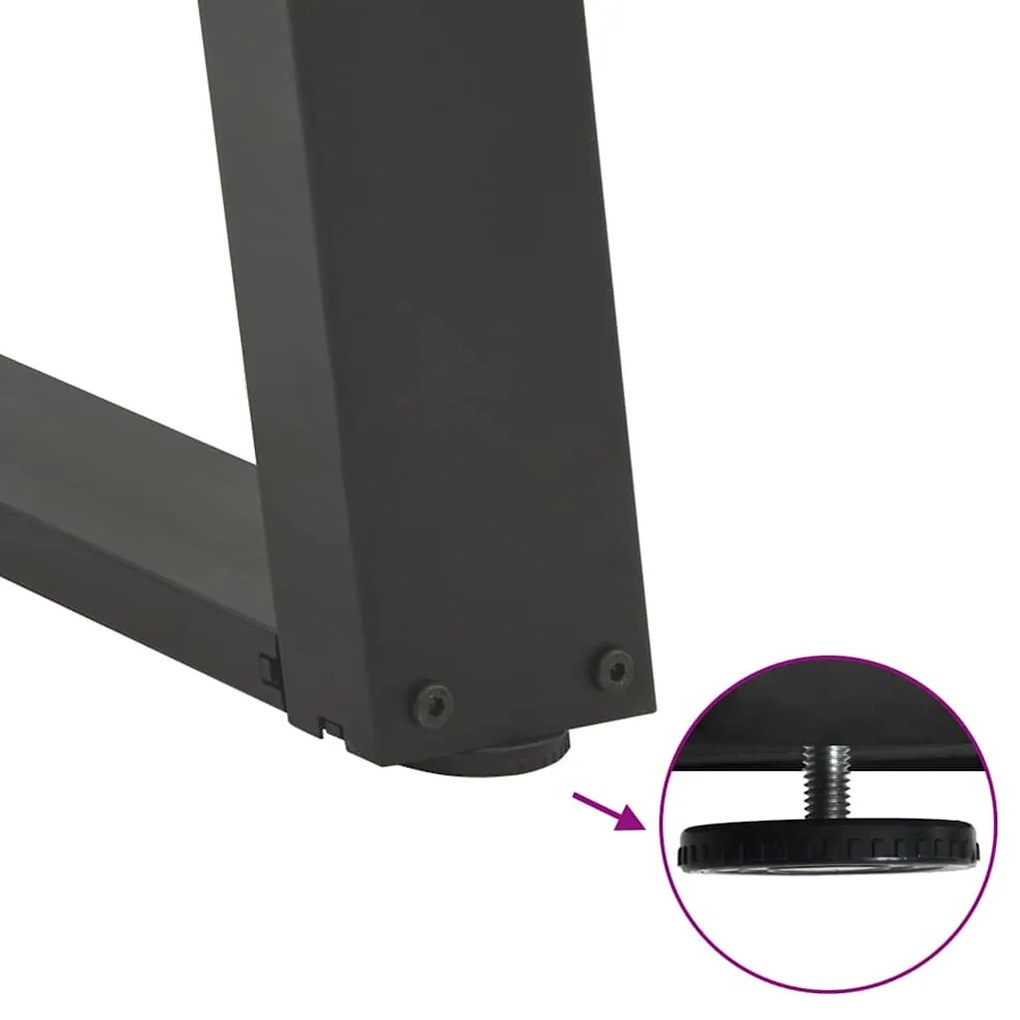 Pés para mesa de jantar em formato de U, 2 peças, antracite, 90x (72-7