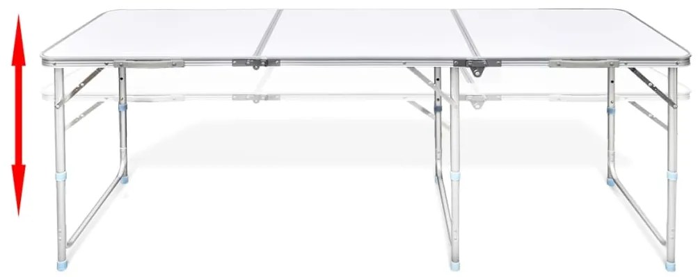 Conj. mesa campismo dobrável c/ 6 bancos altura ajust. 180x60cm
