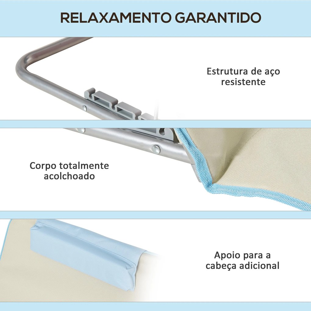 Conjunto de 2 Esteiras de Praia Dobráveis 124x53x50cm com Encosto Ajus