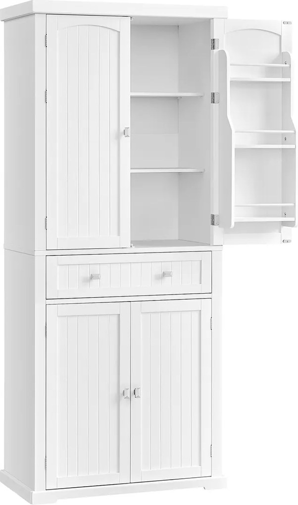 Armário de cozinha com prateleiras e gavetas 40 x 76 x 182,1 cm Branco