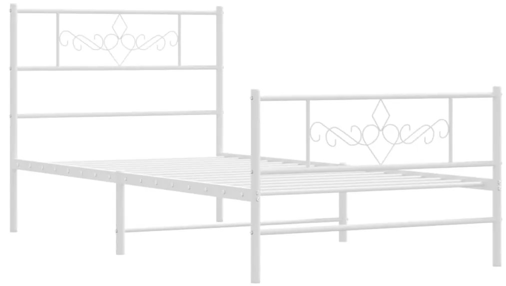 Estrutura de cama com cabeceira e pés 90x200 cm metal branco