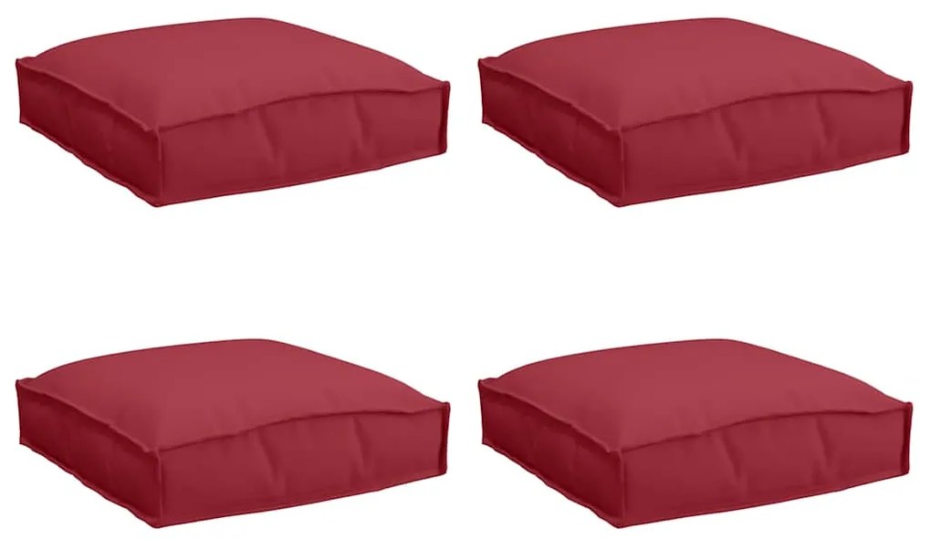 Almofadas de Palete 4 pcs Vermelho Vinho 40 x 40 x 8 cm em Tecido Oxfo