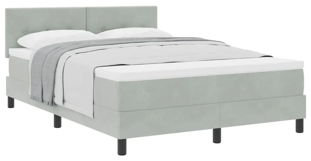 Cama Box com Colchão vidaXL Cinza Claro 140x200 cm Veludo