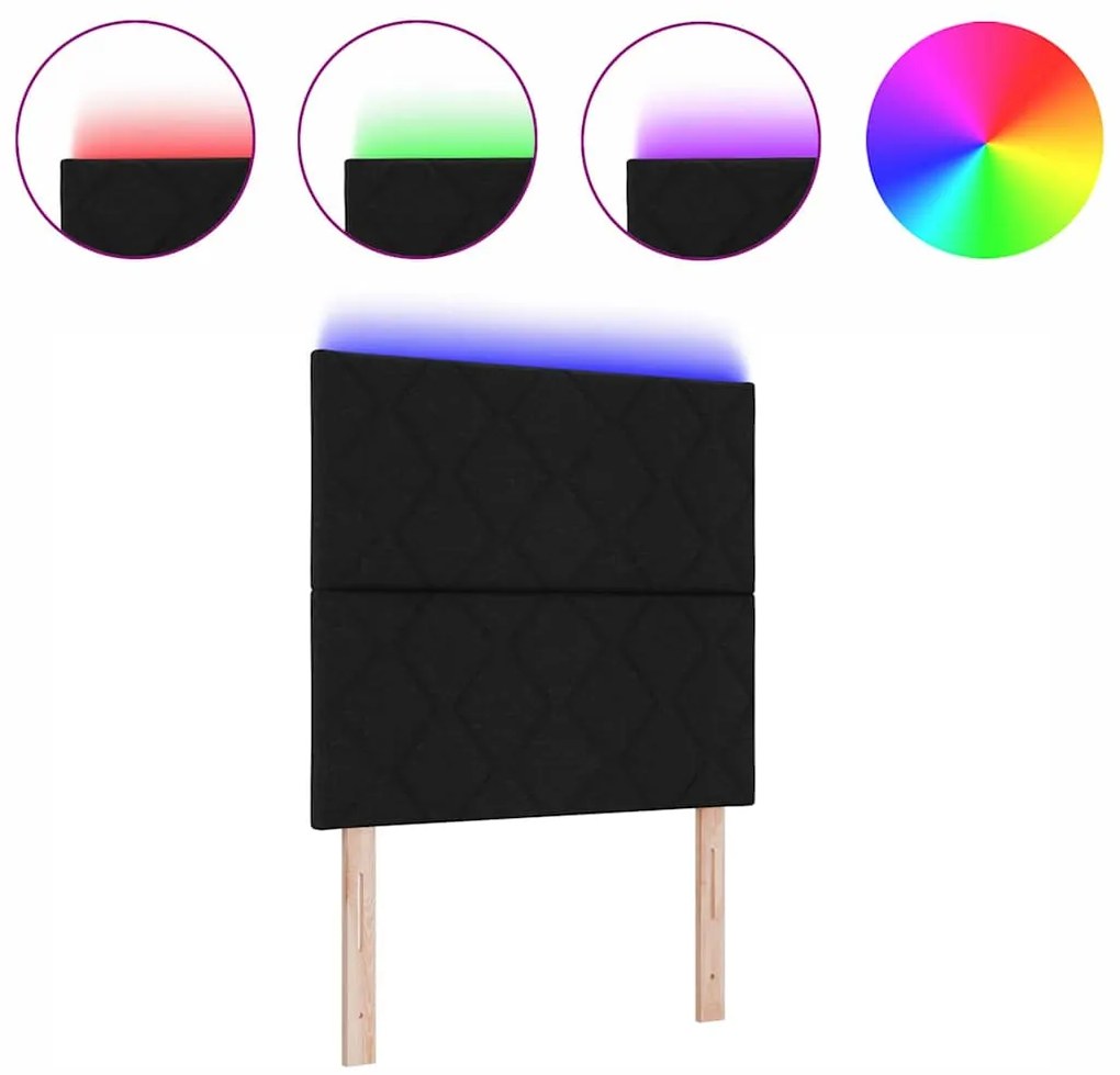 Cabeceira LED vidaXL Design de Blocos de Diamante Preto 90 cm Tecido