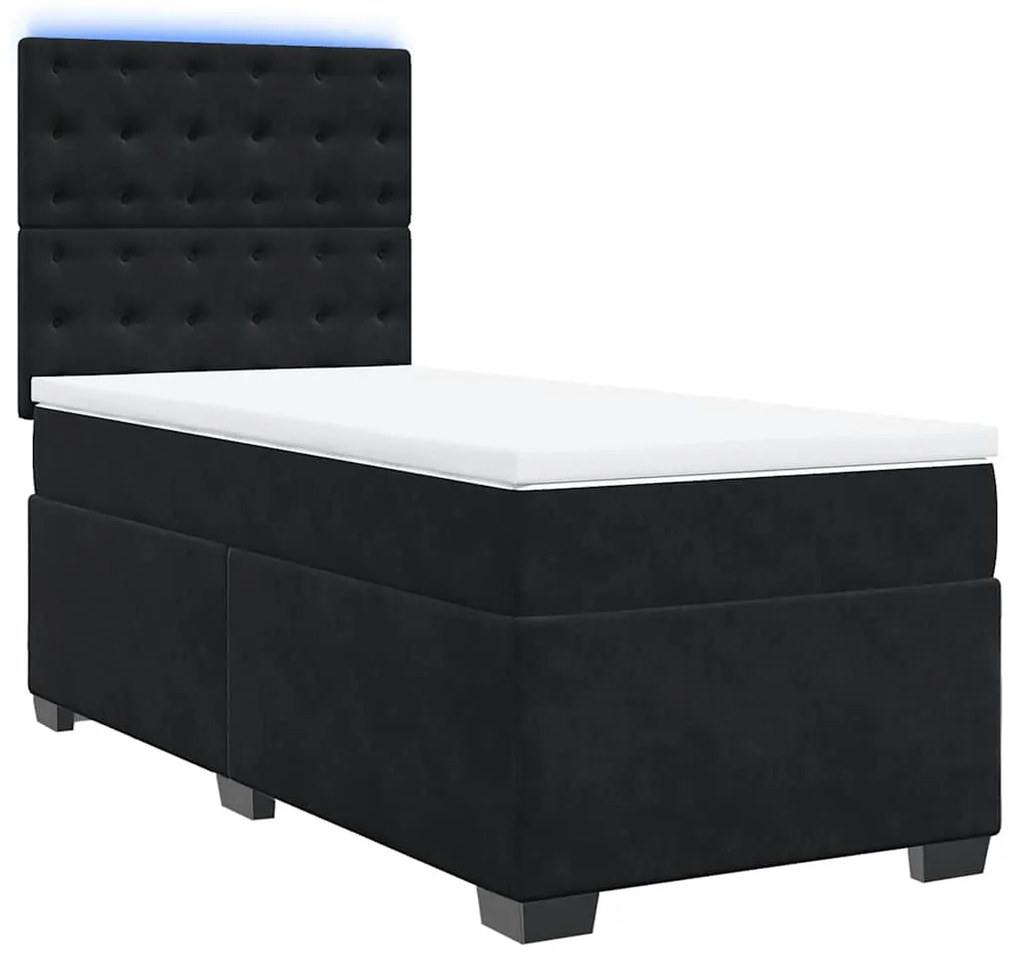 Cama com molas/colchão 80x200 cm veludo preto