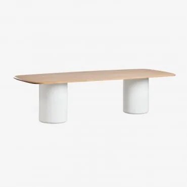 Mesa De Jardim Retangular 270x110 Cm Em Madeira De Acácia Leighton Marrom Acácia Claro & Branco Brilhante - Sklum