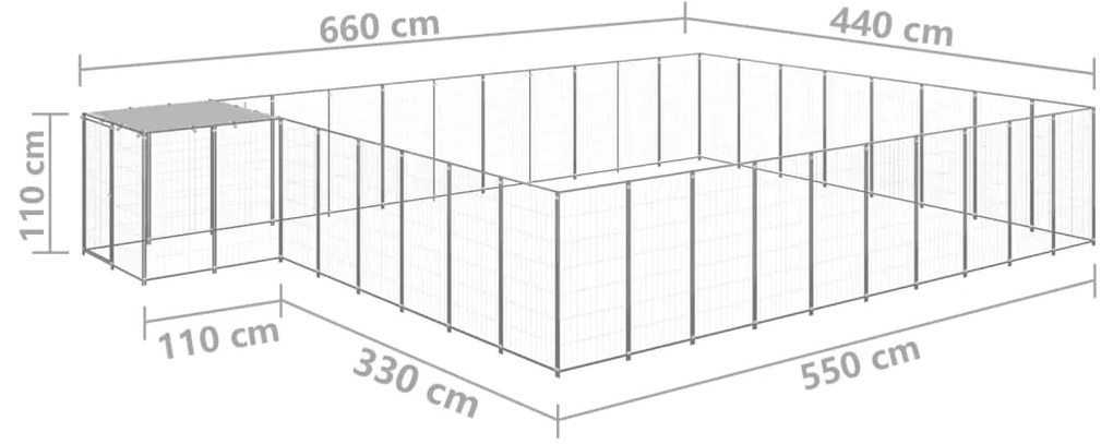 Canil 25,41 m² aço prateado