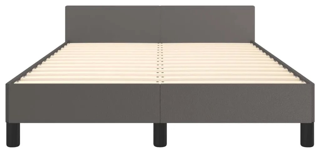 Estrutura cama c/ cabeceira 120x200cm couro artificial cinzento