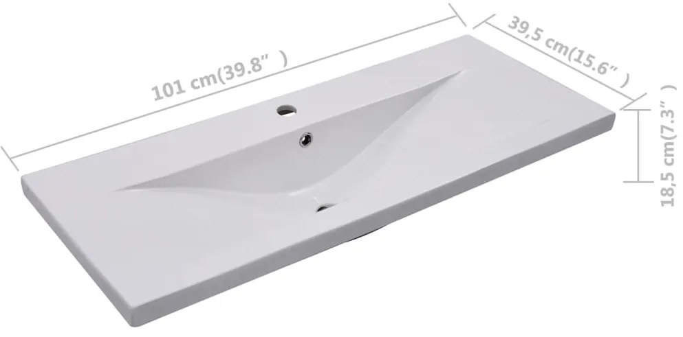 Lavatório embutido 101x39,5x18,5 cm cerâmica branco
