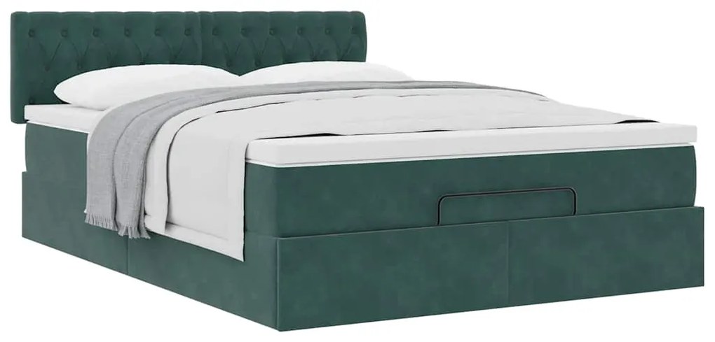 Estrutura de cama otomana com colchão 140x200 cm verde escuro