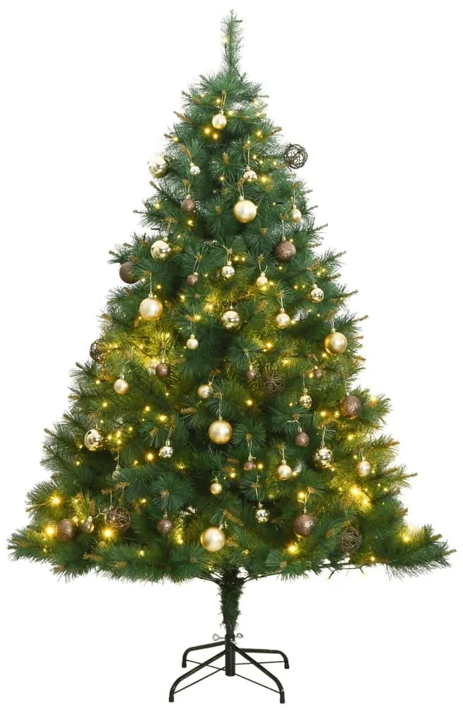vidaXL Árvore Natal artificial articulada c/ 300 luzes LED+bolas 210cm