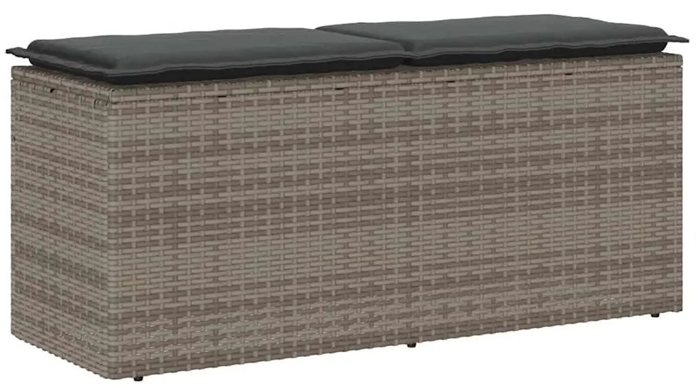 Banco de jardim com almofadão 110x40x44 cm vime PE cinzento