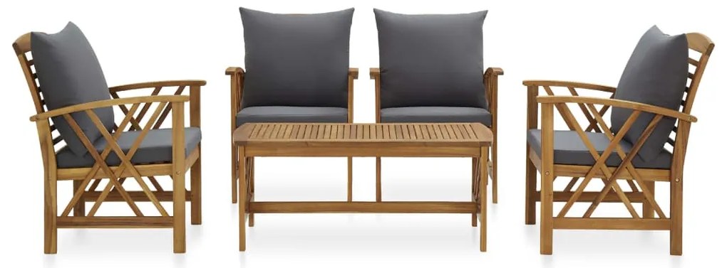 5 pcs conjunto lounge de jardim com almofadões acácia maciça