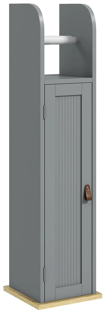 Kleankin Móvel de Banheiro Suporte Papel Higiênico com Armário e Prateleiras Ajustáveis 20x20x80 cm Cinza | Aosom Portugal