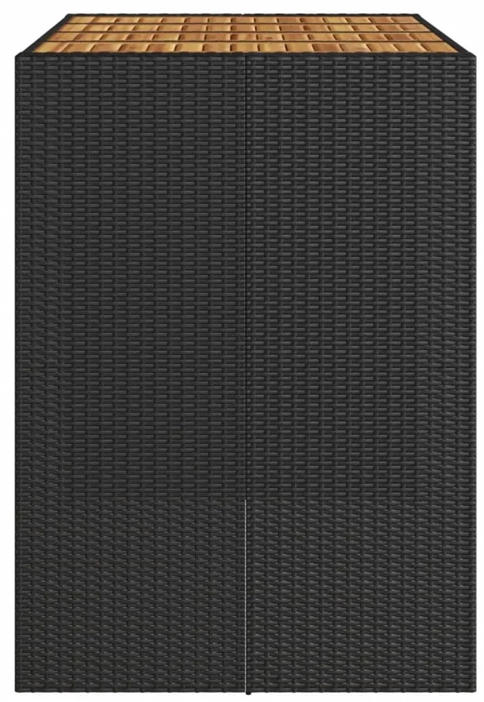 Mesa de bar para jardim com tampo em acácia vime PE preto