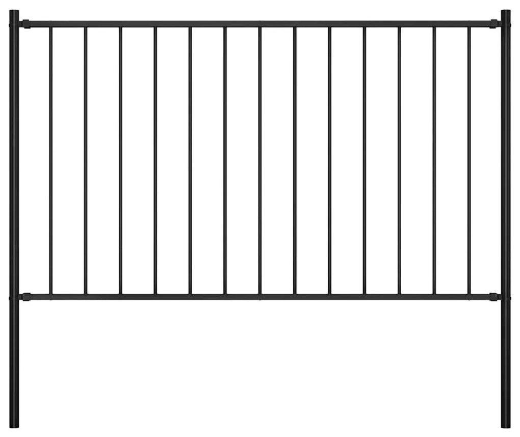 Painel de vedação c/ postes aço revestido a pó 1,7x1,25 m preto