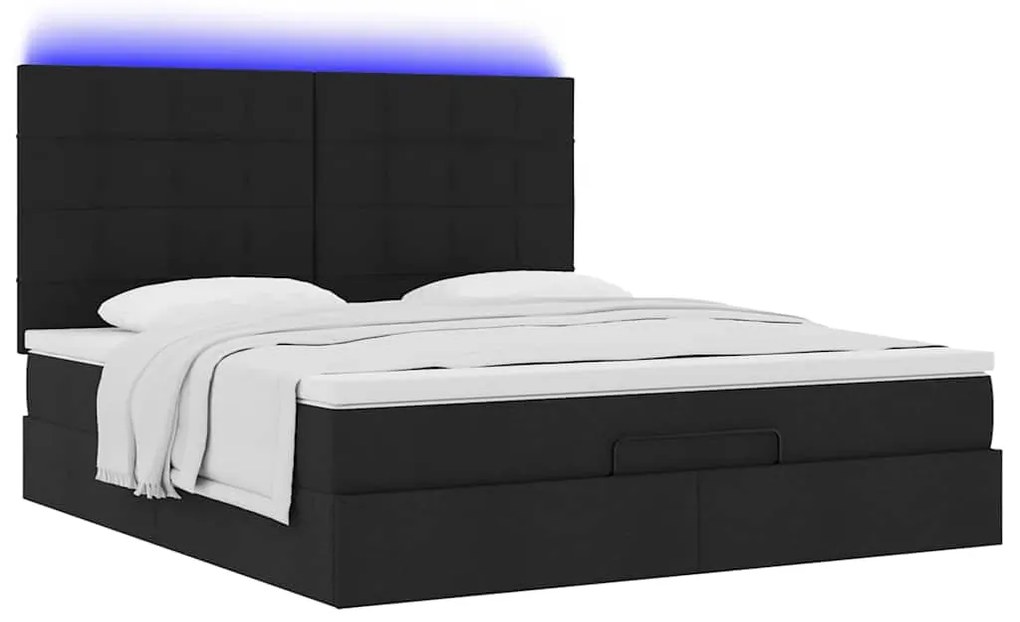 Estrutura de cama otomana com colchão 160x200 cm tecido preto
