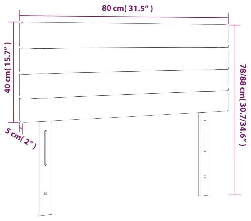 Cabeceira de cama c/ luzes LED veludo 80x5x78/88 cm rosa