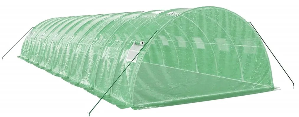 Estufa com estrutura de aço 48 m² 12x4x2 m verde