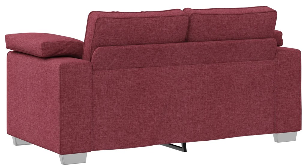 Conjunto de Sofá de 3 Peças com Almofadas Vermelhas Vinho