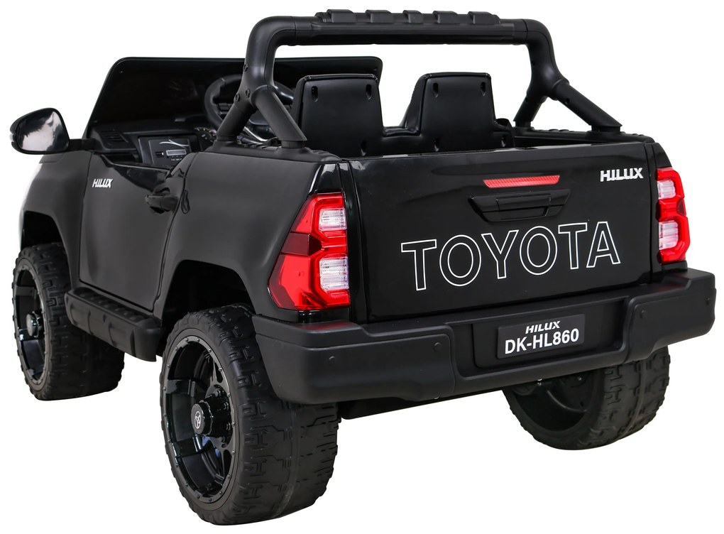 Carro elétrico para Crianças Toyota Hilux 12V 4x4 Rodas Espuma EVA, Assento couro ecológico Preto