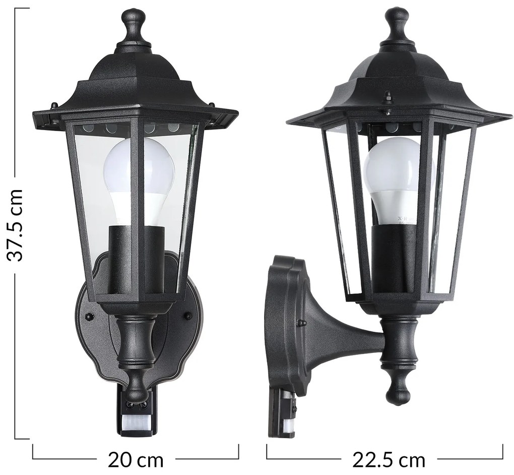 Candeeiro de parede Krysante em alumínio com sensor 37,5 x 20 x 22,5 cm Antracite