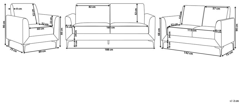 Conjunto de sofás com 6 lugares em veludo verde FENES Beliani