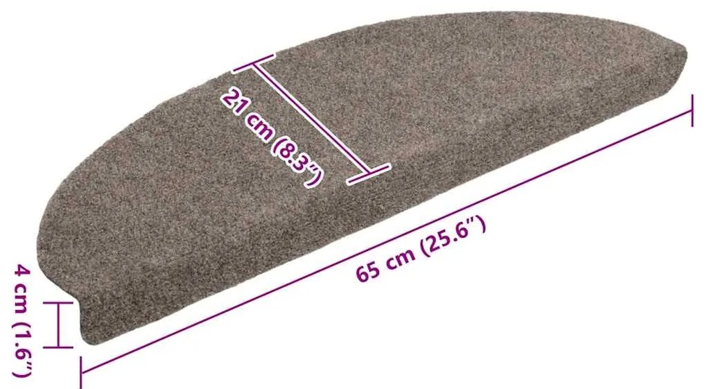 Tapetes de escada autoadesivos 5 peças 65x21x4 cm bege semicircular gr