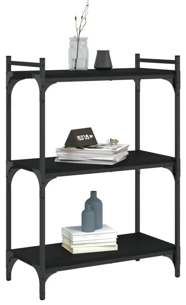 Estante c/ 3 prateleiras 60x30x86 cm derivados de madeira preto