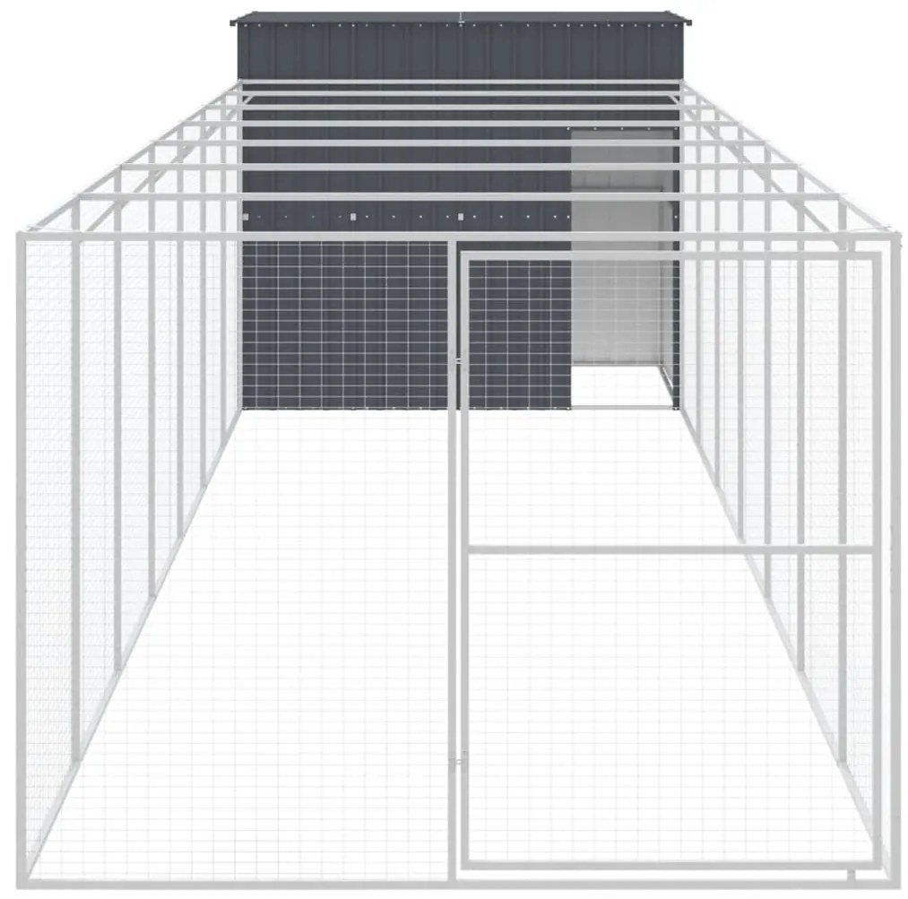 Casota p/ cães c/ parque 214x865x181 cm aço galvaniz. antracite