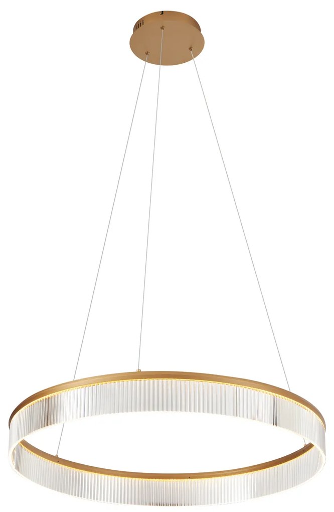 Candeeiro suspenso moderno latão 78cm incl. LED regulável em 3 níveis - Anello Chandelier Moderno