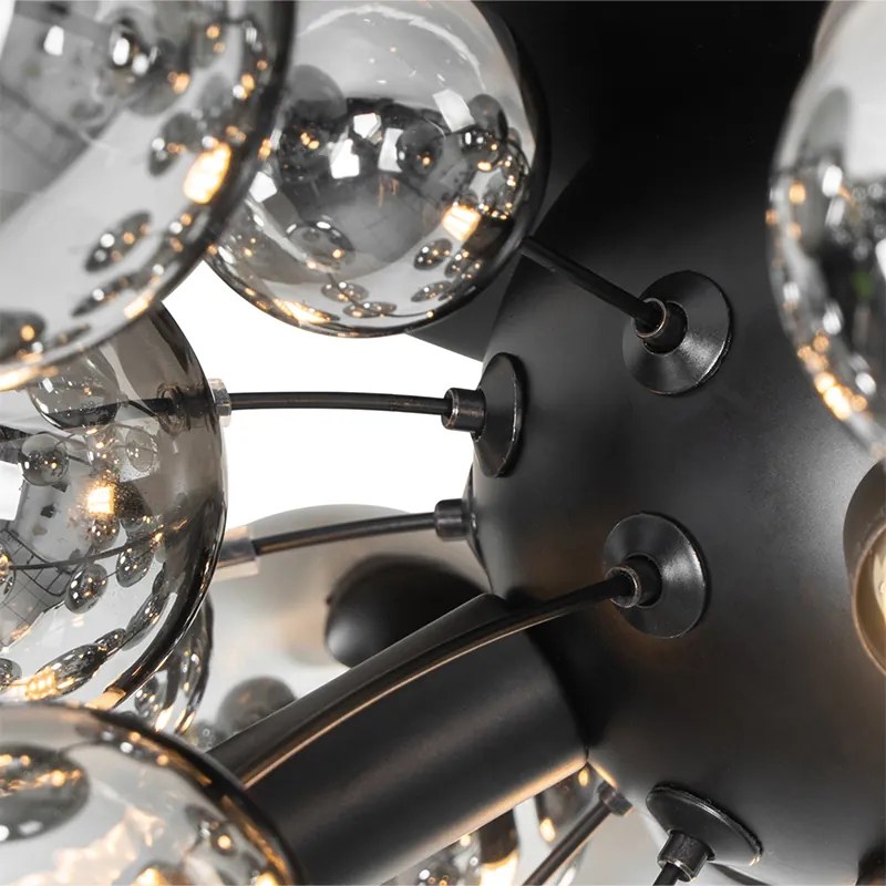 Candeeiro de teto design preto com vidro fumê 4-luzes - Explode