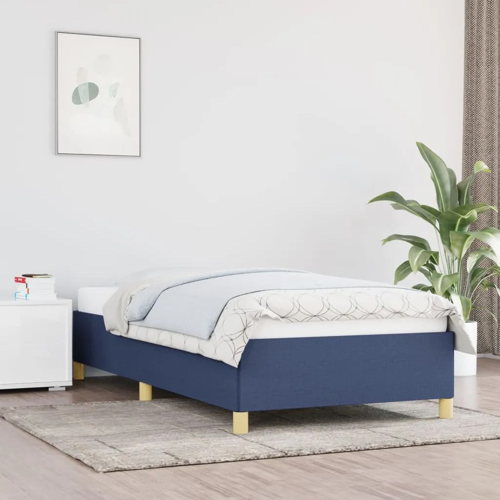 Estrutura de cama sem colchão 90x190 cm tecido azul