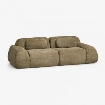 Sofá Modular De 2 Peças Em Chenille Embalado A Vácuo Merida Chenille Grossa Verde Sálvia - Sklum