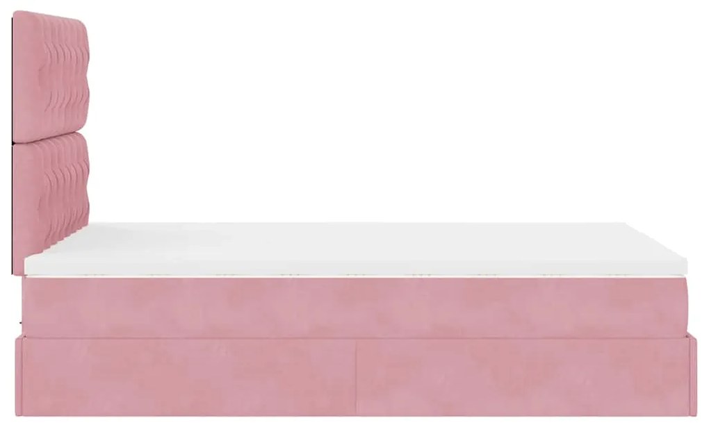 Estrutura de cama otomana com colchões 120x200 cm veludo rosa