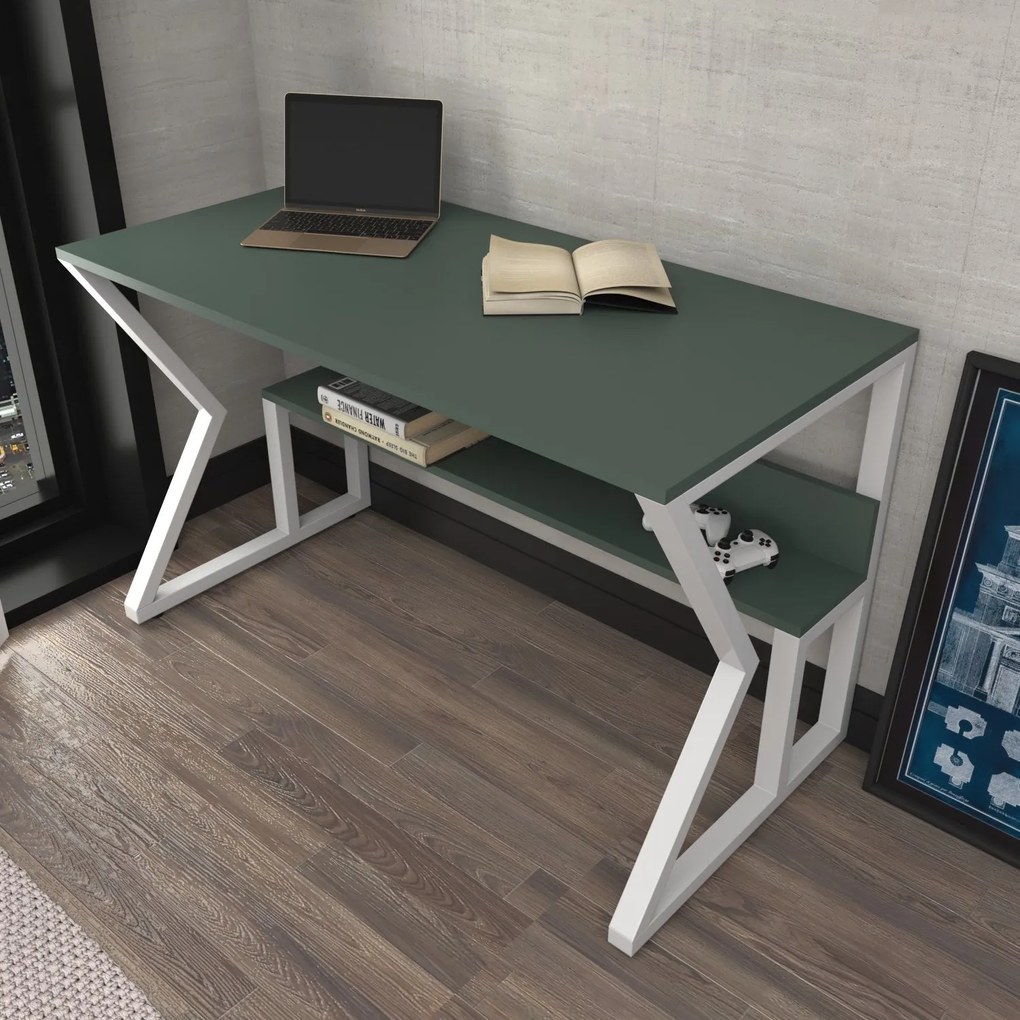 Secretária Wake – Verde e Branco – 120 cm x 72,8 cm x 60 cm
